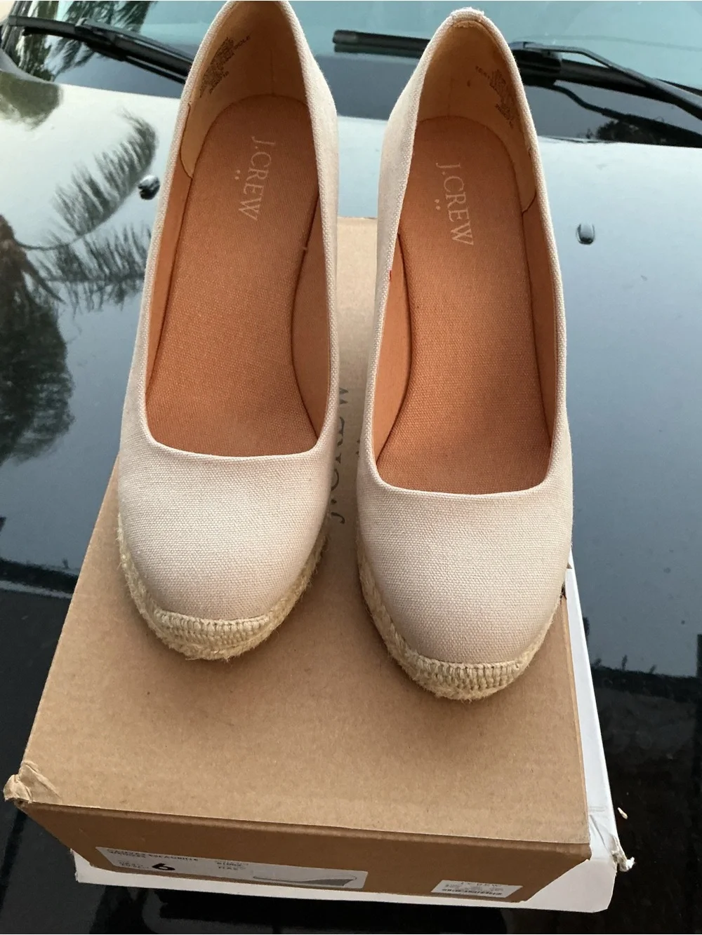 J. Crew Neutral Canvas Espadrille Wedges